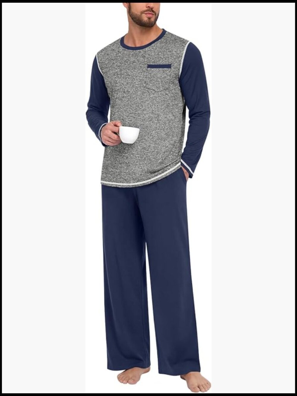 Rayon and Spandex Pajama Set with Pockets, Long Sleeve Loungewear